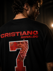 Ronaldo 7 Black Oversized Tee - Image 4