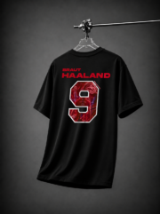 Braut Haaland 9 Black Oversized Tee - Image 3